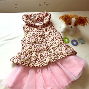 Girls cheetah bow puffer vest